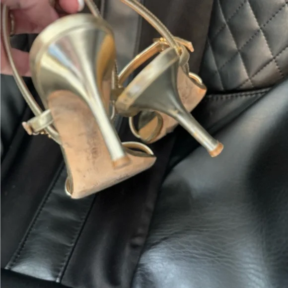Tory Burch Elegant Gold Strappy Heels - Picture 4 of 5